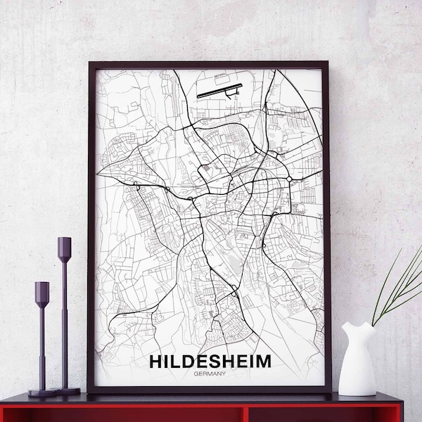 HILDESHEIM Germany map poster Hometown City Print Modern Home Decor Office Decoration Wall Art Dorm Bedroom Gift