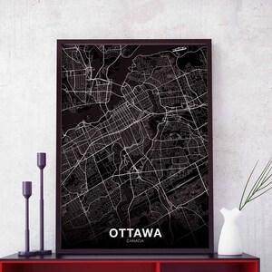 OTTAWA Kanada Karte Poster schwarz weiß Hometown City Print Moderne Home Dekor Büro Dekoration Wand Kunst Wohnheim Schlafzimmer Geschenk