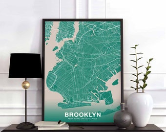 BROOKLYN New York USA map poster color Hometown City Print Modern Home Decor Office Decoration Wall Art Dorm Bedroom Gift COLOGNE