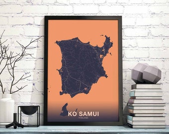 KO SAMUI Thailand poster color Hometown City Print Modern Home Decor Office Decoration Wall Art Dorm Bedroom Gift