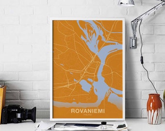 ROVANIEMI Finland map poster color Hometown City Print Modern Home Decor Office Decoration Wall Art Dorm Bedroom Gift