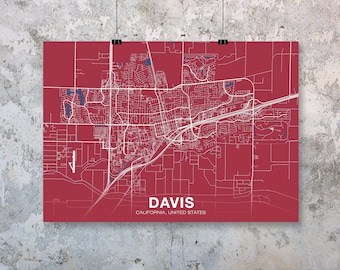 CUSTOM DAVIS California US poster color Hometown City Print Modern Home Decor Office Decoration Wall Art Dorm Bedroom Gift