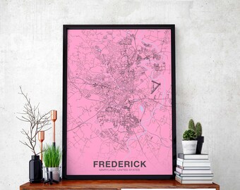 FREDERICK Maryland MD USA poster color Hometown City Print Modern Home Decor Office Decoration Wall Art Dorm Bedroom Gift