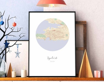 SPLIT Croatia map poster wall decor design modern minimal nordic travel bedroom home art vintage retro dorm nursery housewarming