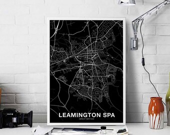 ROYAL LEAMINGTON SPA Great Britain map poster black white Hometown City Print Modern Home Decor Office Decoration Wall Art Dorm Bedroom Gift