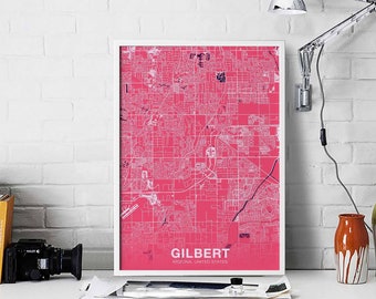 GILBERT Arizona AZ USA poster color Hometown City Print Modern Home Decor Office Decoration Wall Art Dorm Bedroom Gift