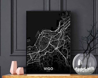 VIGO Spain map poster black white Hometown City Print Modern Home Decor Office Decoration Wall Art Dorm Bedroom Gift