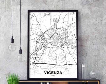 VICENZA Italy map poster Hometown City Print Modern Home Decor Office Decoration Wall Art Dorm Bedroom Gift