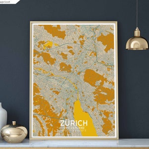 Mapa de ZURIQUE Suíça pôster preto e branco decoração de parede design moderno escandinavo minimalista nórdico inauguração de casa viagem quarto