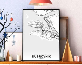 DUBROVNIK Croatia map poster Hometown City Print Modern Home Decor Office Decoration Wall Art Dorm Bedroom Gift