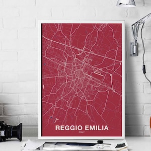 REGGIO EMILIA italie carte affiche couleur ville natale ville impression moderne décor à la maison bureau décoration mur art dortoir chambre cadeau
