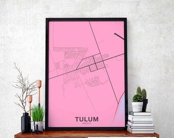 TULUM Mexico poster color Hometown City Print Modern Home Decor Office Decoration Wall Art Dorm Bedroom Gift