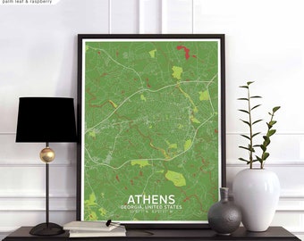 ATHENS Georgia USA map poster black white Hometown City Print Modern Home Decor Office Decoration Wall Art Dorm Bedroom Gift