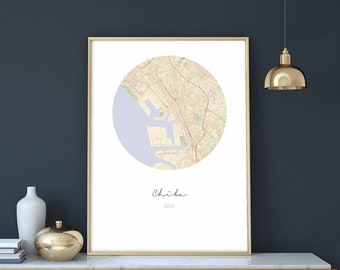 CHIBA Japan map poster wall decor design modern minimal nordic travel bedroom home art vintage retro dorm nursery housewarming