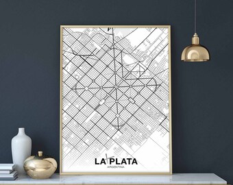 LA PLATA Argentina map poster black white Hometown City Print Modern Home Decor Office Decoration Wall Art Dorm Bedroom Gift