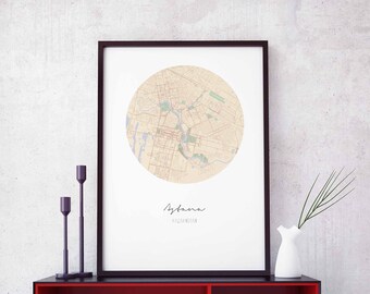 ASTANA Kazahstan map poster wall decor design modern minimal nordic travel bedroom home art vintage retro dorm nursery housewarming