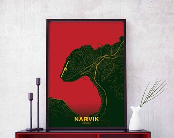 NARVIK Norway poster color Hometown City Print Modern Home Decor Office Decoration Wall Art Dorm Bedroom Gift