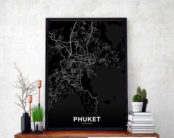 PHUKET Thailand map poster Hometown City Print Modern Home Decor Office Decoration Wall Art Dorm Bedroom Gift