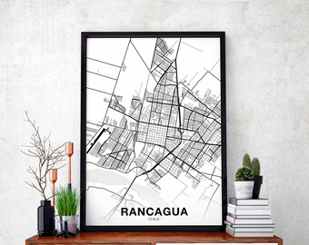 RANCAGUA Chile map poster black white Hometown City Print Modern Home Decor Office Decoration Wall Art Dorm Bedroom Gift