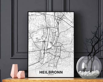 HEILBRONN Germany map poster Hometown City Print Modern Home Decor Office Decoration Wall Art Dorm Bedroom Gift