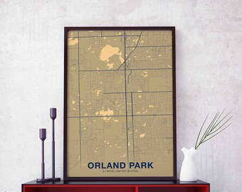 ORLAND PARK Illinois IL usa poster color Hometown City Print Modern Home Decor Office Decoration Wall Art Dorm Bedroom Gift