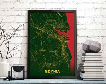 GDYNIA Poland poster color Hometown City Print Modern Home Decor Office Decoration Wall Art Dorm Bedroom Gift