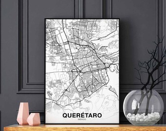 QUERETARO Mexico map poster Hometown City Print Modern Home Decor Office Decoration Wall Art Dorm Bedroom Gift