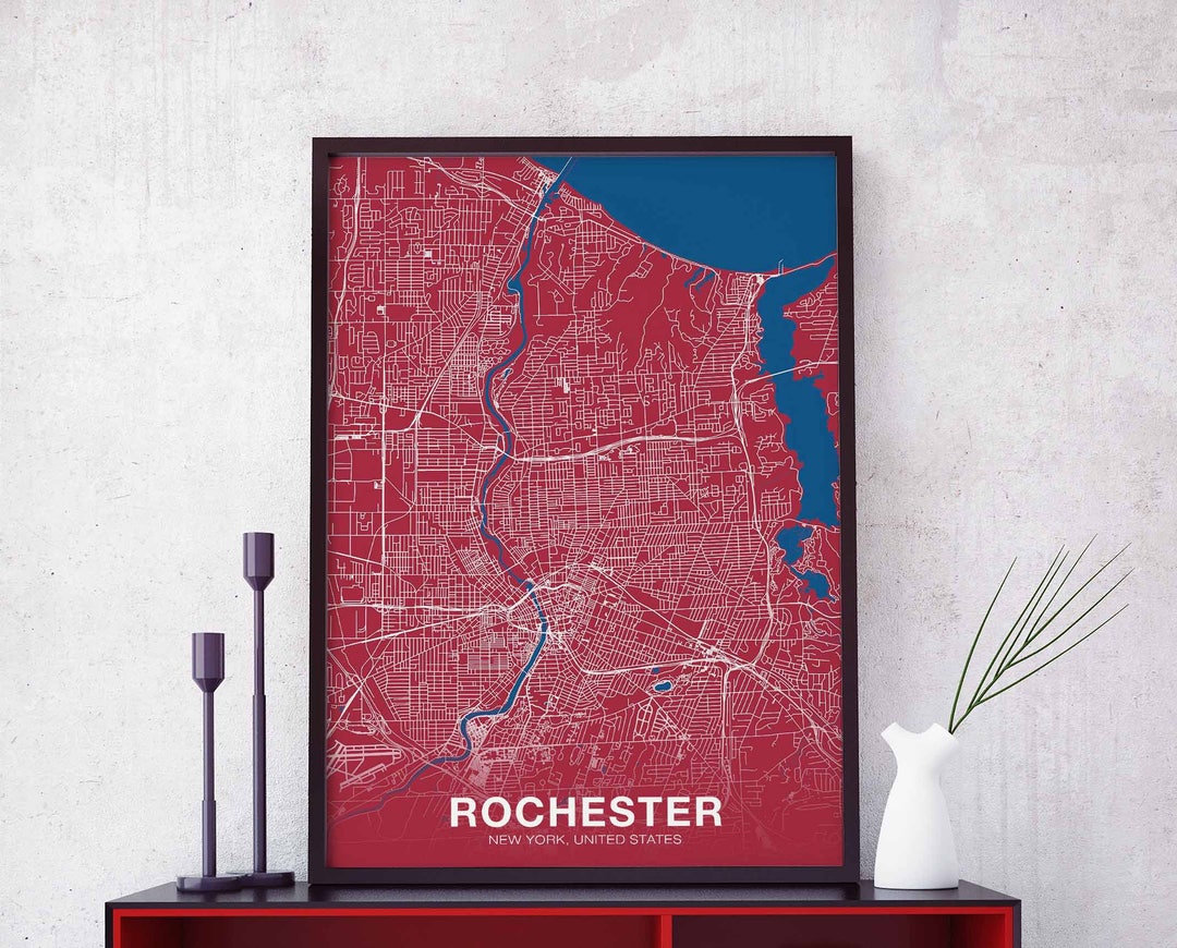ROCHESTER New York NY US Map Poster Color Hometown City Print Modern ...