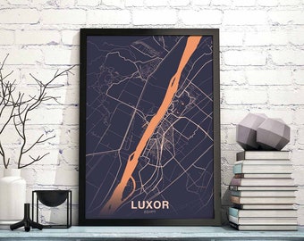 LUXOR Egypt map poster color Hometown City Print Modern Home Decor Office Decoration Wall Art Dorm Bedroom Gift