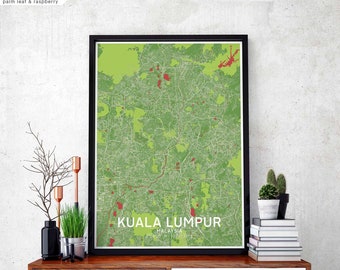 KUALA LUMPUR Malaysia map poster black white Hometown City Print Modern Home Decor Office Decoration Wall Art Dorm Bedroom Gift