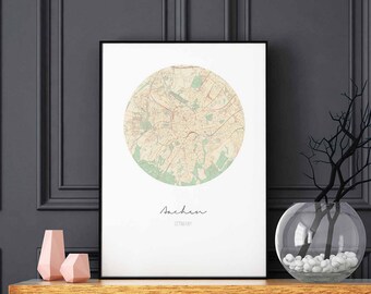 AACHEN Germany map poster wall decor design modern minimal nordic travel bedroom home art vintage retro dorm nursery housewarming