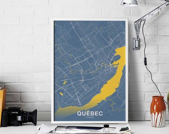 QUEBEC Canada map poster color Hometown City Print Modern Home Decor Office Decoration Wall Art Dorm Bedroom Gift
