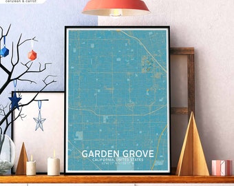 GARDEN GROVE California usa map poster black white wall decor design modern scandinavian minimal nordic housewarming travel bedroom