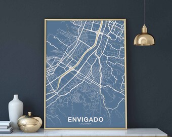 ENVIGADO Colombia map poster color Hometown City Print Modern Home Decor Office Decoration Wall Art Dorm Bedroom Gift
