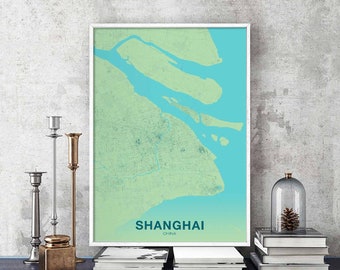 SHANGHAI China poster color Hometown City Print Modern Home Decor Office Decoration Wall Art Dorm Bedroom Gift