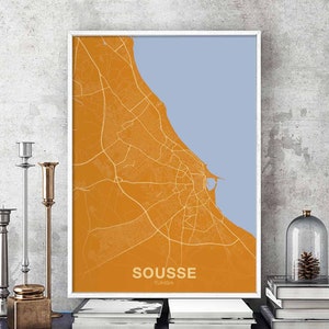 SOUSSE tunisie affiche couleur ville natale ville impression moderne décor à la maison bureau décoration mur Art dortoir chambre cadeau