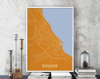 SOUSSE Tunisia poster color Hometown City Print Modern Home Decor Office Decoration Wall Art Dorm Bedroom Gift