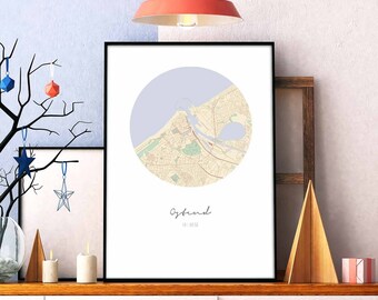 OSTEND Belgium map poster wall decor design modern minimal nordic travel bedroom home art vintage retro dorm nursery housewarming