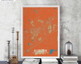 AUBURN Alabama USA map poster black white Hometown City Print Modern Home Decor Office Decoration Wall Art Dorm Bedroom Gift