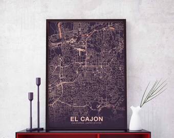 EL CAJON California CA usa poster color Hometown City Print Modern Home Decor Office Decoration Wall Art Dorm Bedroom Gift