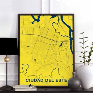 CIUDAD DEL ESTE Paraguay poster color Hometown City Print Modern Home Decor Office Decoration Wall Art Dorm Bedroom Gift