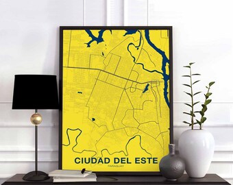 CIUDAD DEL ESTE Paraguay poster color Hometown City Print Modern Home Decor Office Decoration Wall Art Dorm Bedroom Gift