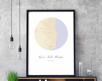 MAR DEL PLATA Argentina map poster wall decor design modern minimal nordic travel bedroom home art vintage retro dorm nursery housewarming