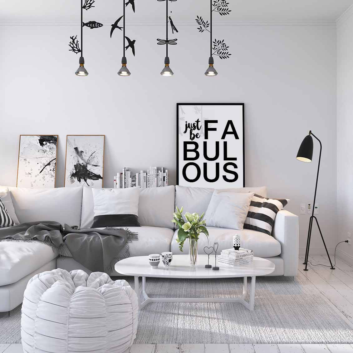 Just Be Fabulous Poster Black White Wall Decor Design Modern | Etsy