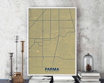 PARMA Ohio OH USA map poster color Hometown City Print Modern Home Decor Office Decoration Wall Art Dorm Bedroom Gift