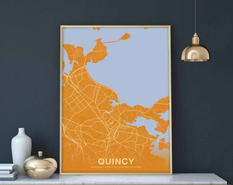 QUINCY Massachusetts MA USA poster color Hometown City Print Modern Home Decor Office Decoration Wall Art Dorm Bedroom Gift