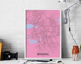 BHOPAL India  poster color Hometown City Print Modern Home Decor Office Decoration Wall Art Dorm Bedroom Gift