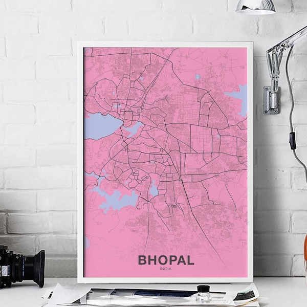 BHOPAL India  poster color Hometown City Print Modern Home Decor Office Decoration Wall Art Dorm Bedroom Gift