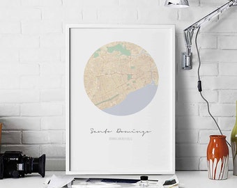 SANTO DOMINGO Dominican Republic map poster wall decor design modern minimal nordic travel bedroom home art vintage retro dorm nursery
