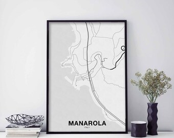MANAROLA Italy map poster Hometown City Print Modern Home Decor Office Decoration Wall Art Dorm Bedroom Gift